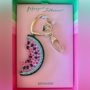 BETSEY JOHNSON Crystal Watermelon Key Fob Bag Charm
